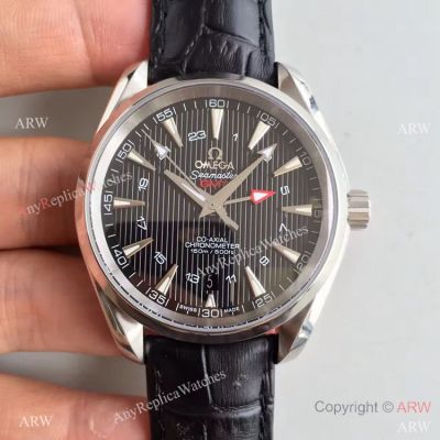 Replica Swiss Omega Seamaster GMT 150M Watch SS Black Dial